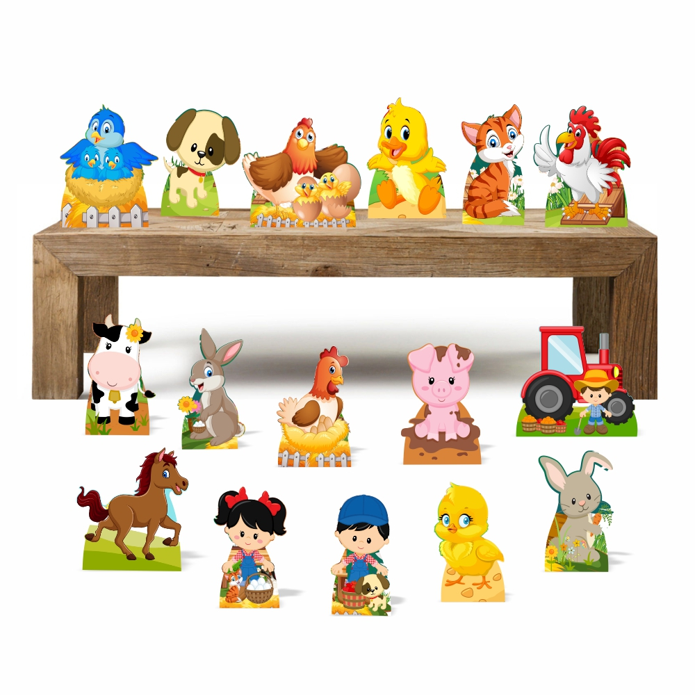 Centro de mesa Fazendinha Cute kit com 16 peças de mesa decoração de festa infantil