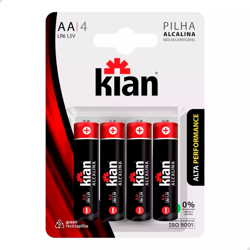 Kit com 48 Pilhas Alcalinas AA KIAN - Home Appliances