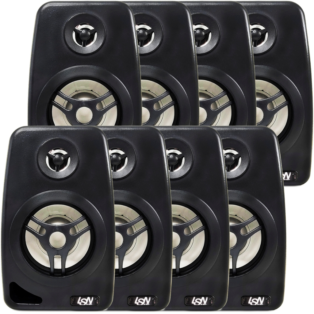 8 Caixa Som Acustica Preta Suporte Som Ambiente 70w Leson