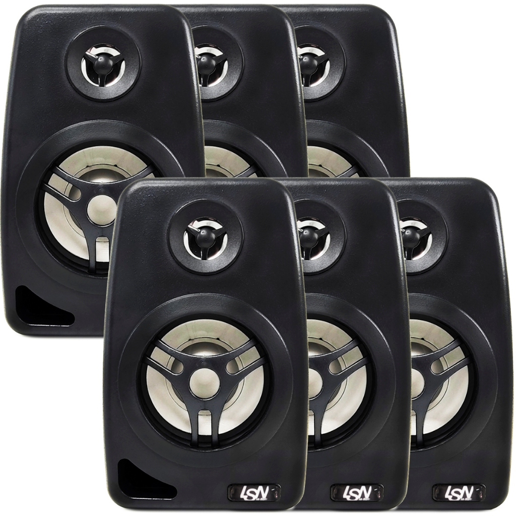 6 Caixa Som Acustica Preta Suporte Som Ambiente 70w Leson
