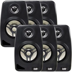 6 Caixa Som Acustica Preta Suporte Som Ambiente 70w Leson