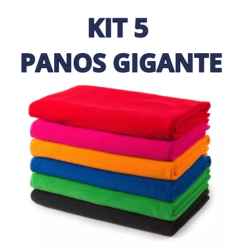 Kit 5 Pano de Chão Microfibra Gigante Multiuso 50x70cm