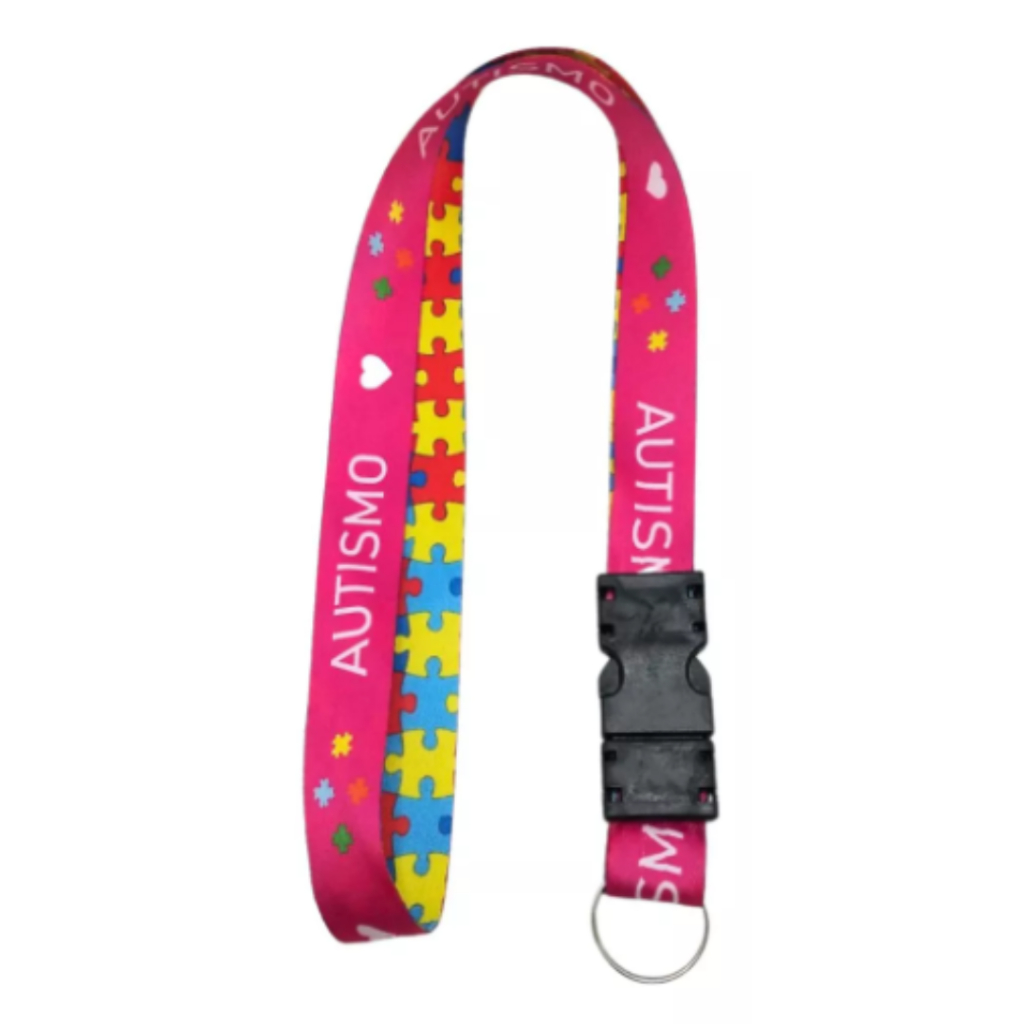 Cordão Pescoço Fecho Engate Autismo Autista Rosa Dupla Face em Oferta na Shopee