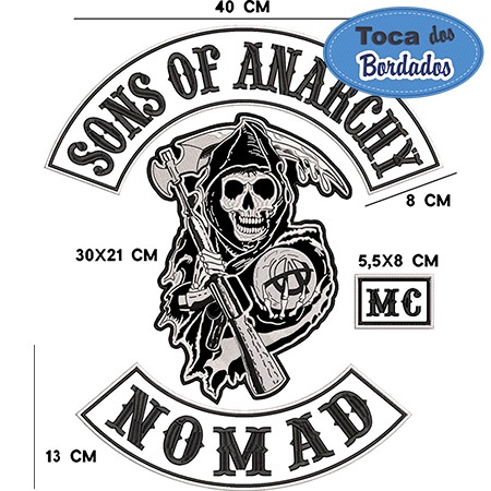 Bordado Brasão Sons of Anarchy Nomad c/ Tarjas 48x40cm Cód.1511 - Motociclista