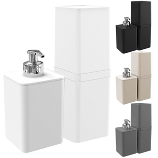 Kit Smile Banheiro Lavabo 2 Pçs Dispenser Porta Escova Tampa em Oferta na Shopee