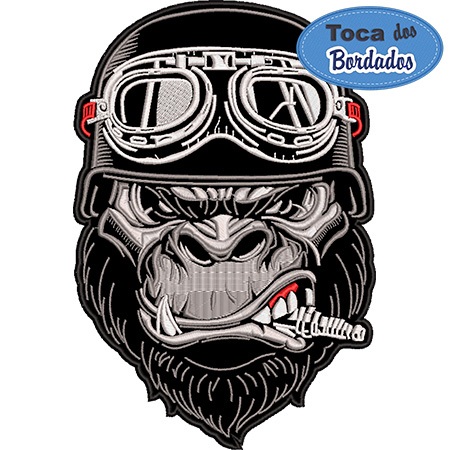 Back Patch Bordado Gorila tam. grande 25x17cm Cód.5463 - Motociclista - fixação costura