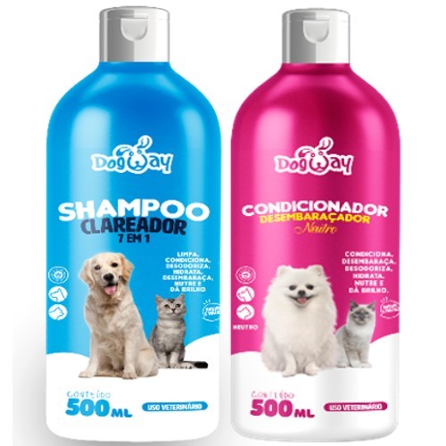 Kit Shampoo Branqueador 7 Em 1 + Condicionador Desembaraçador de Pelagem Cães E Gatos - Banho e Tosa em Oferta na Shopee