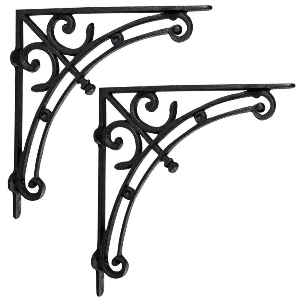 Kit 2 Mão Francesa de Ferro Fundido Cantoneira Suporte para Prateleira 40x40cm
