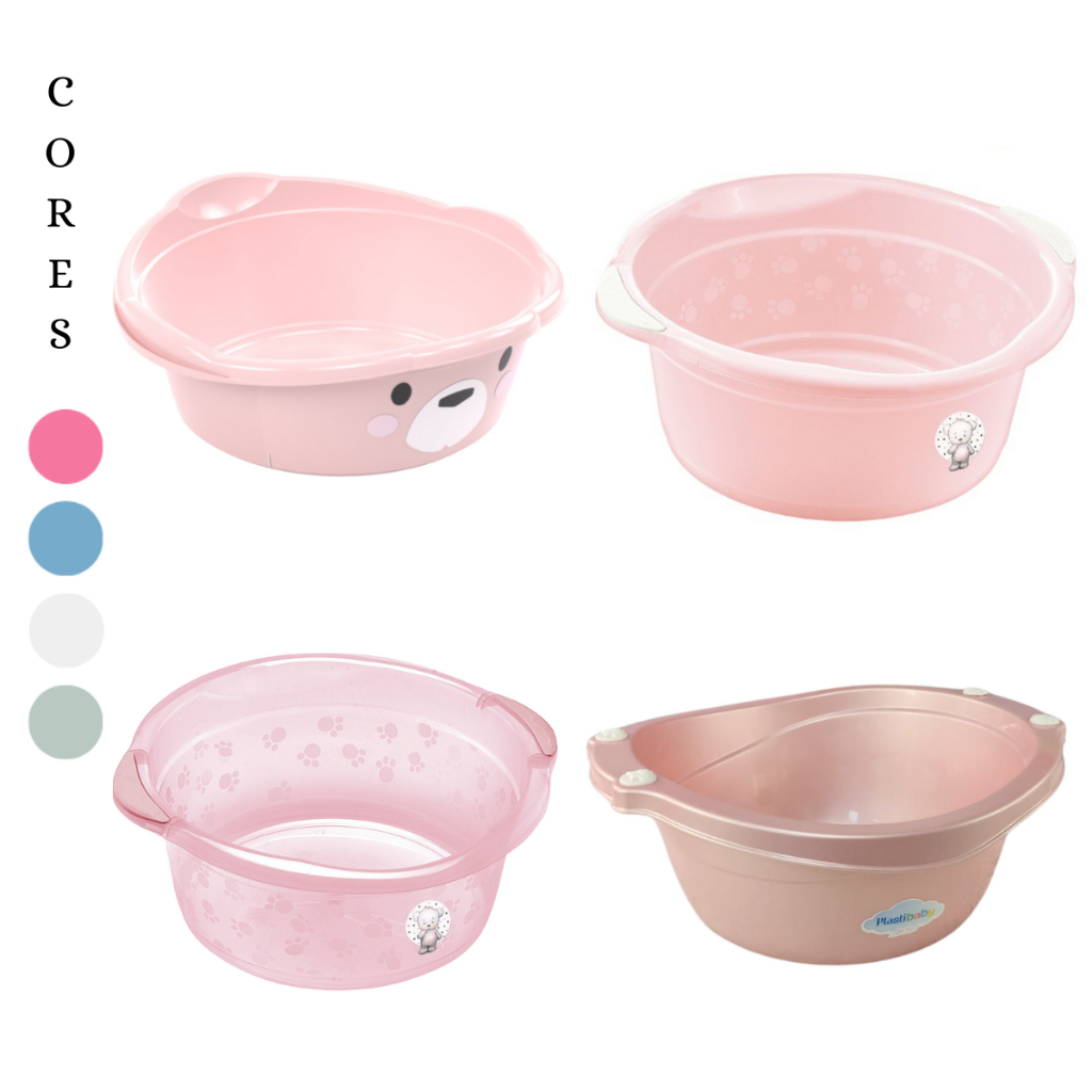 BACIA INFANTIL 15 LITROS ADOLETA ROSA AZUL BRANCO TRANSLUCIDA CESTO MULTIUSO BACIA PLASTIBABY em Oferta na Shopee