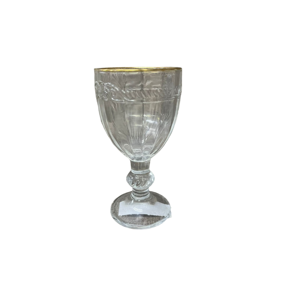 Taça Cristal Kosher 95ml Borda Dourada Lapidada