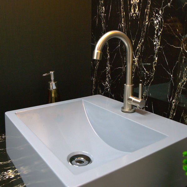 Cuba Pia ROMA de Apoio/ Sobrepor Branco de Mármore Sintético Quanta 41x36 para Banheiro/ Lavabo
