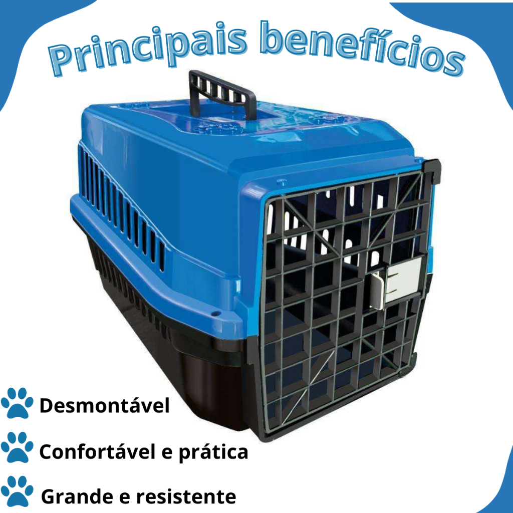 Caixa de viagem transporte N4 seguro resistente com alça  para cachorro cães gato coelho mec pet