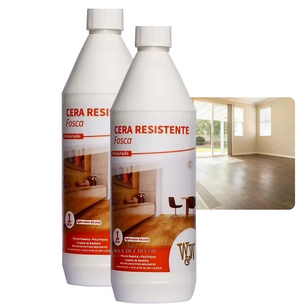Kit 2 Cera Resistente para Piso de Madeira Fosca 1 Litro W&W Rende Mais - Home & Living