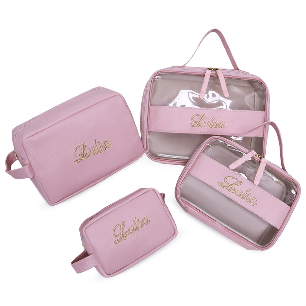 Kit 4 Necessaires Personalizadas com Nome – Organizadores de Viagem Unissex