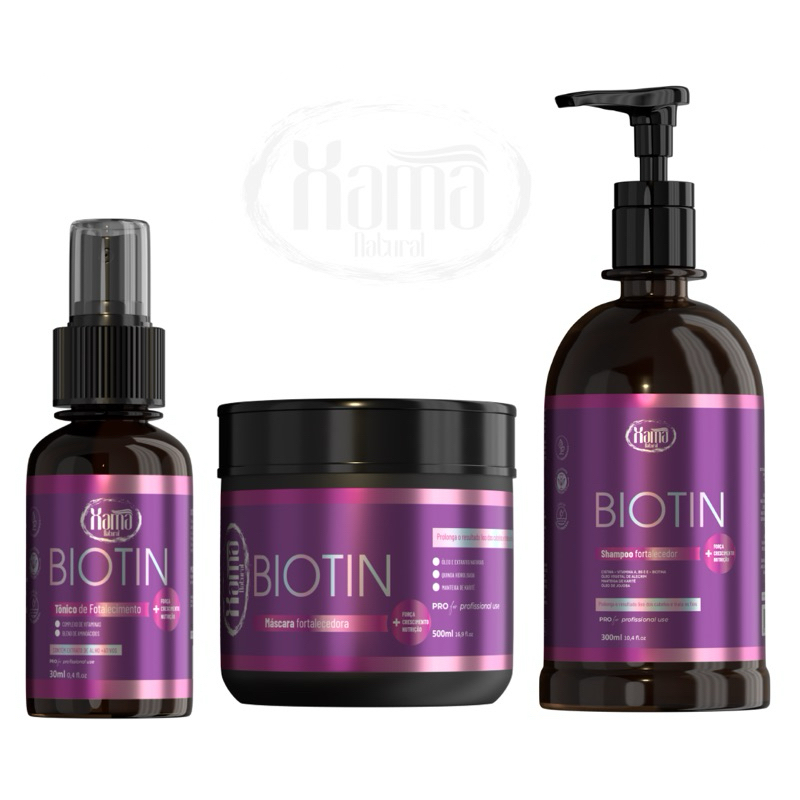 3 produtos Biotin fortalecimento de cabelos