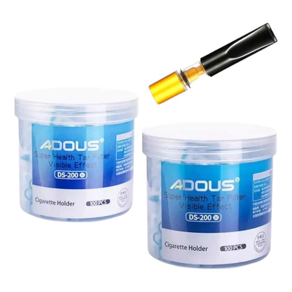 Kit 2 Potes Filtro Piteira Adous Anti Vicio Total 200 Und Ds 200