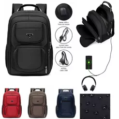 Mochila Masculino Bolsa Reforçada Impermeavel De Notebook Entrar Fone/USB Cabo De Aço