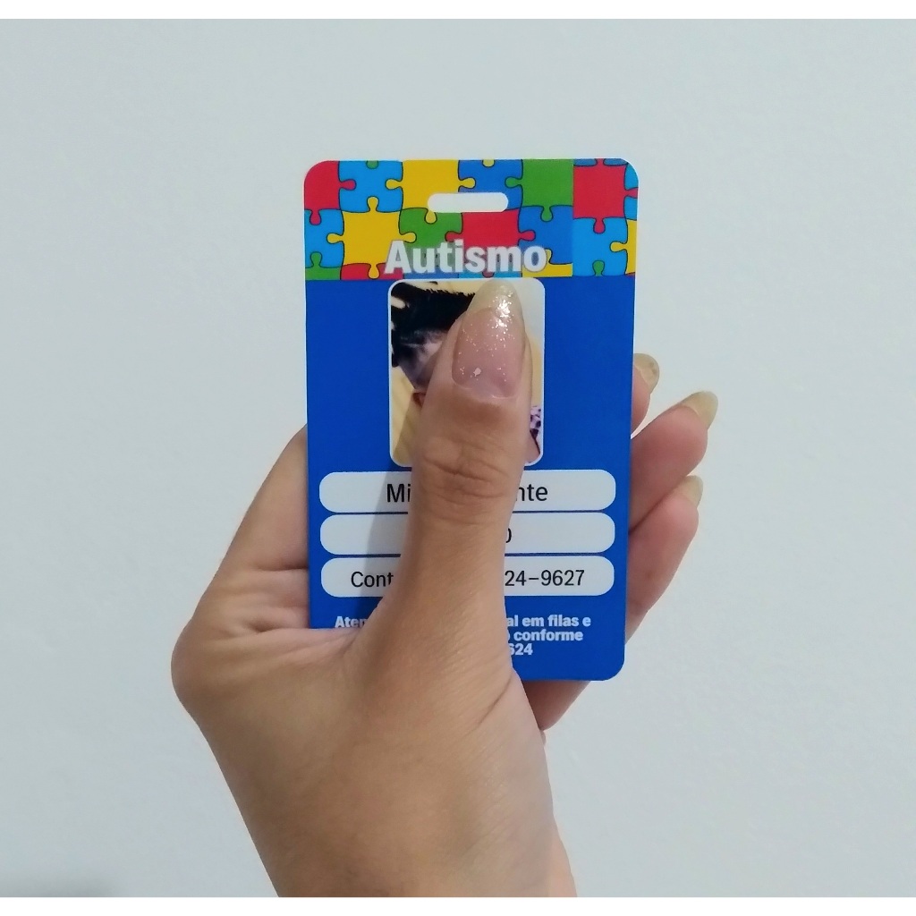 Crachá personalizado Autismo Autista identificação em Oferta na Shopee