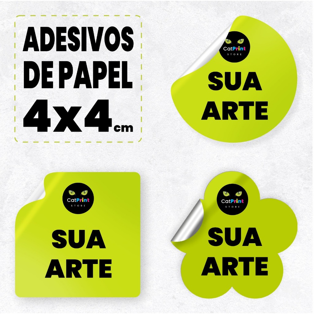Etiquetas / Rótulos / Adesivos 4x4 cm  - Opções de formato e quantidade de 200 à 2.000 unidades.