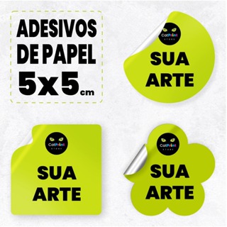 ADESIVOS PERSONALIZADOS 5x5 cm  -  150 à 1.050 unidades em Oferta na Shopee