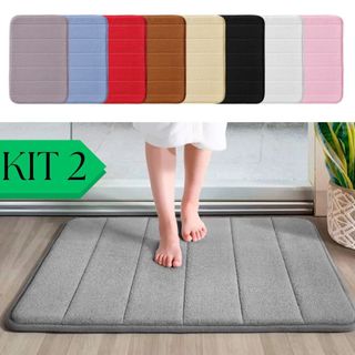 Kit 2 Tapete De Banheiro Secagem Rápida Soft Macio Sala e Quarto com 40cm x 60cm