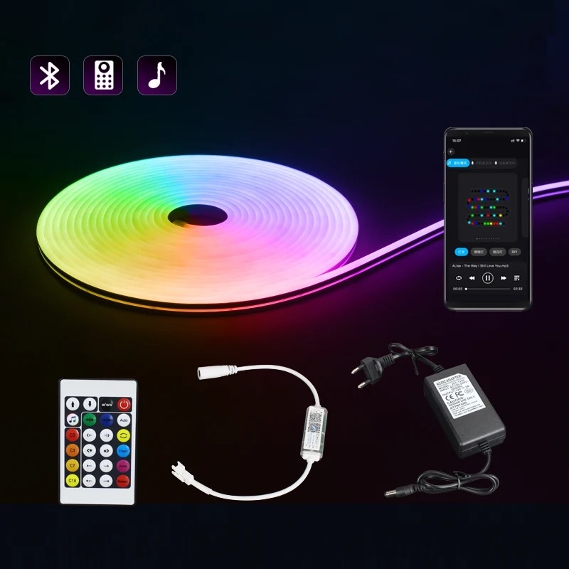 Fita Led Neon  Rgb bluetooth Colorida 5m Fonte12v5a Controle App