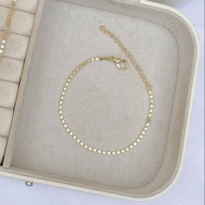 [ SEMI JOIA ] Pulseira Feminina Bolinhas Lisas Delicada Banhado a Ouro 18k Alto Padrão Anti Alérgico