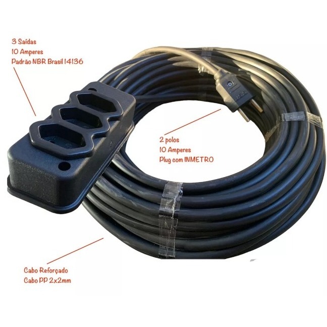 EXTENSAO PROFISSIONAL 25 METROS CABO PP Extensão 25 Metros. em Oferta na Shopee