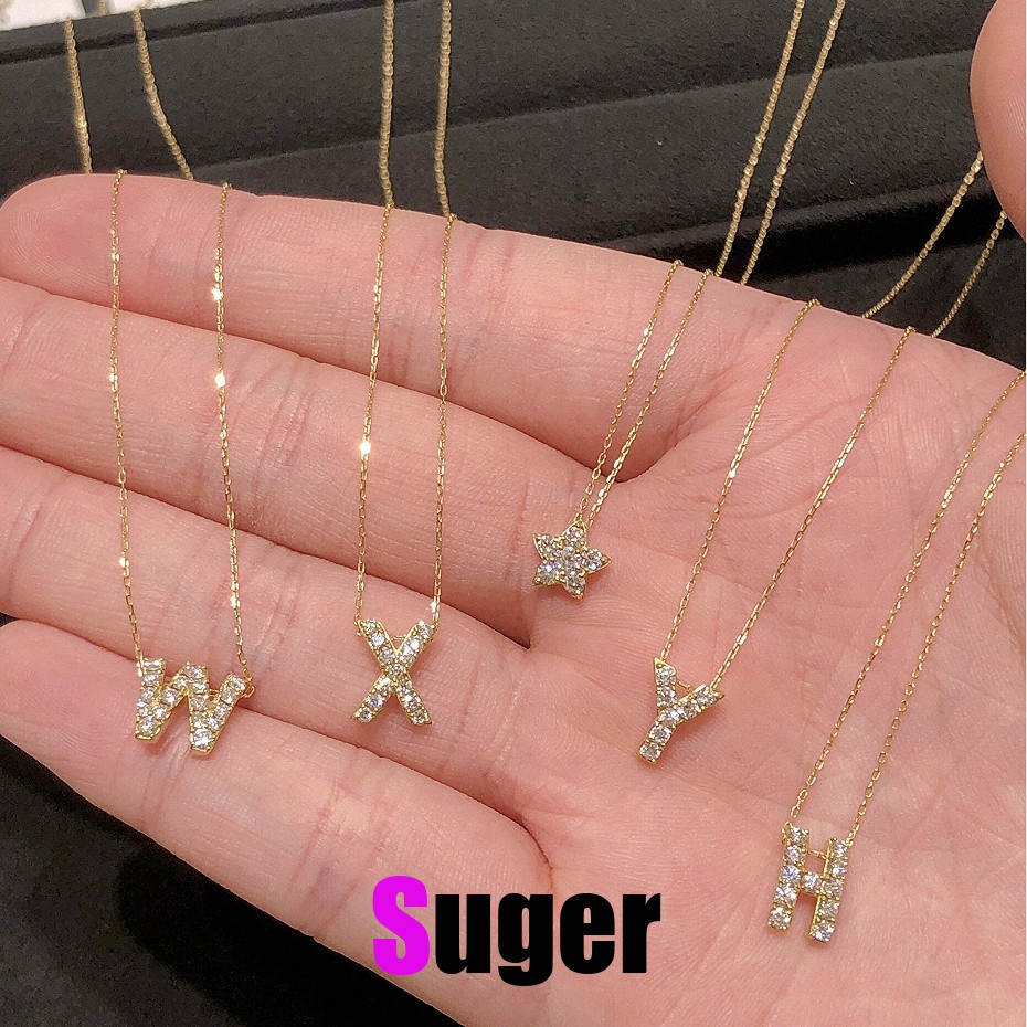 Colar moda feminina Elegante com Letra de A-Z Brilhando em Diamante - Presente Luxuoso para Mulheres em Oferta na Shopee