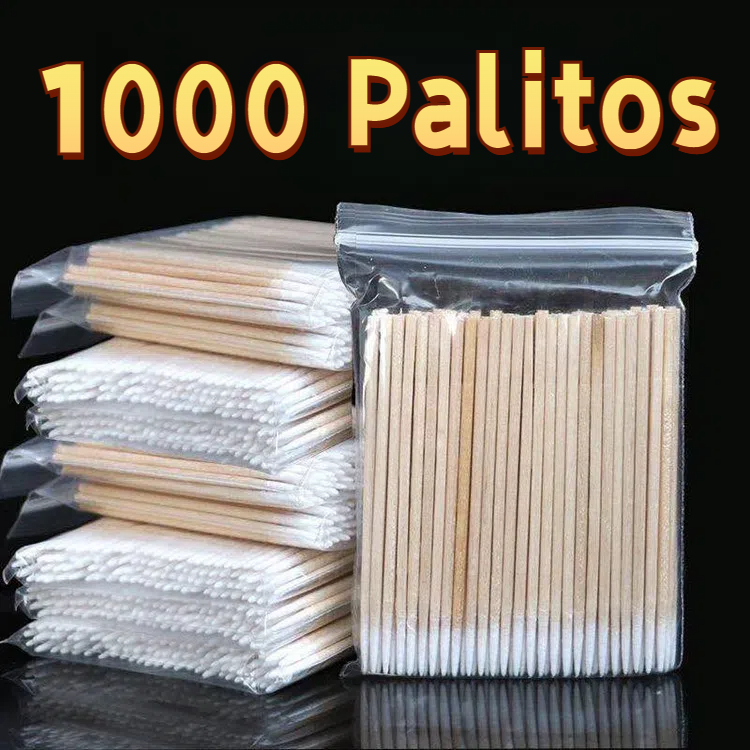 Kit 100/1000 Palitos / Algodao Limpeza Henna Micropigmentacao Sobrancelha