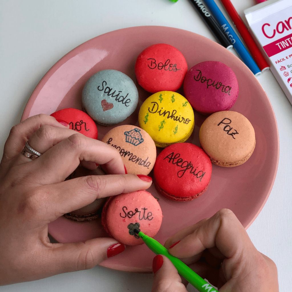 Canetas Tinta Alimentícia Ponta Fina C/5 Cores Mago