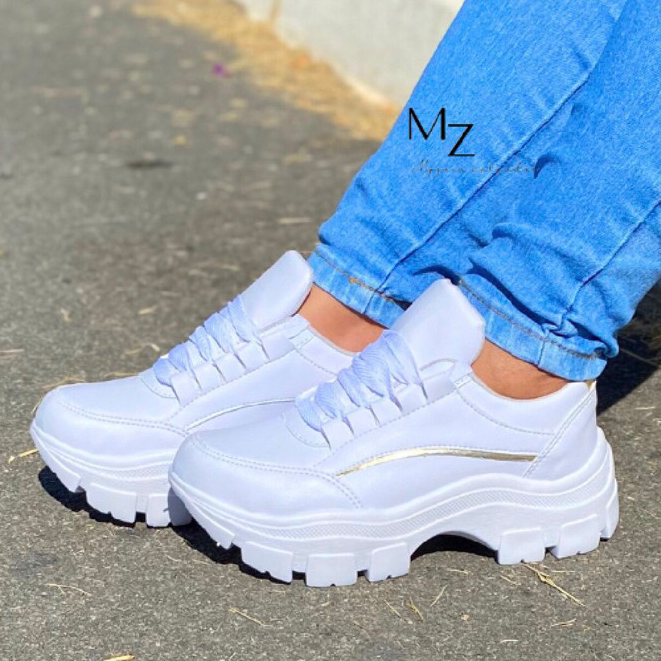 Estilo Garantido: TENIS ADULTO PLATAFORMA FEMININO em Promoção com Sola Tratorada, Confortável