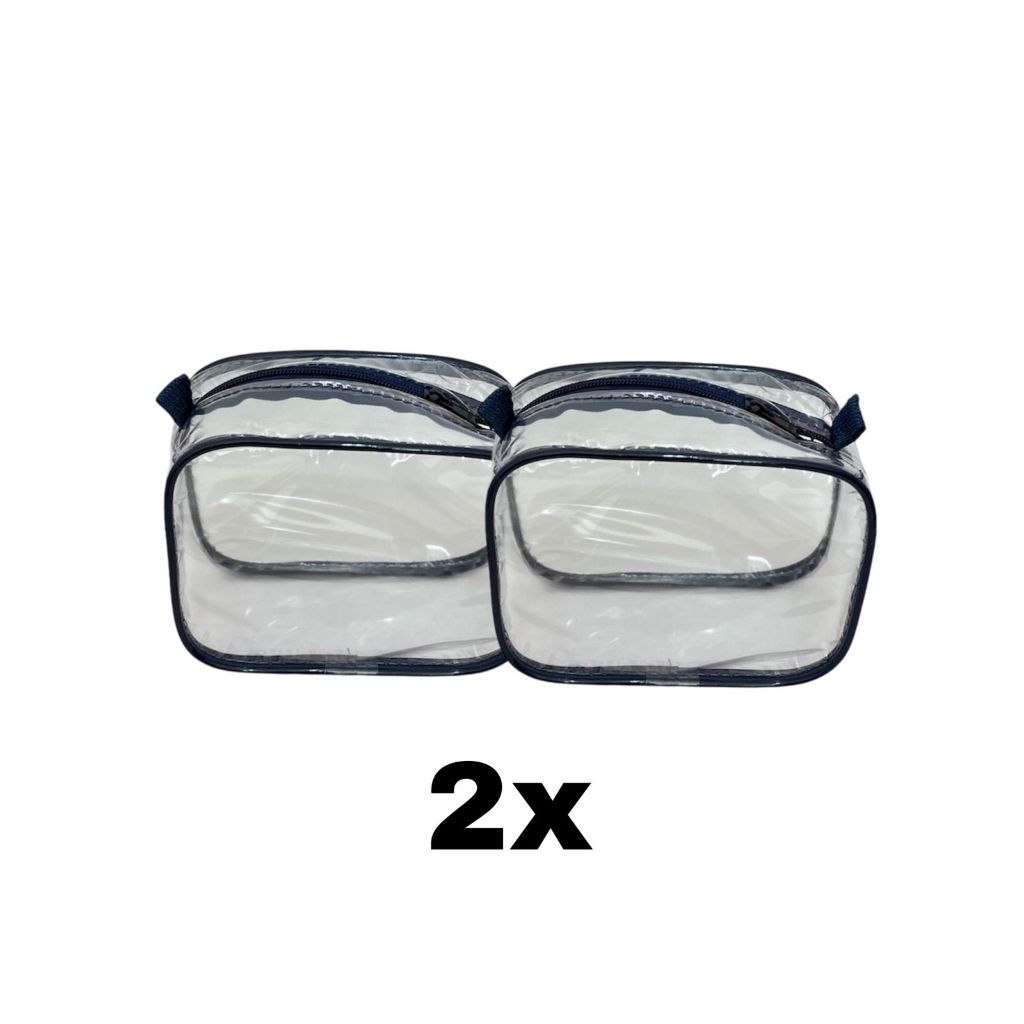 Kit com 2 MINI necessaire transparente 15X12 para viagem, maquiagem, esmalte, organizadora, multiuso