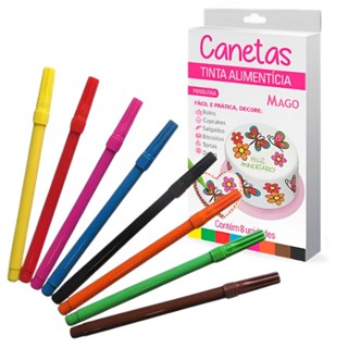 Canetas Tinta Alimentícia C/8 Cores - Mago em Oferta na Shopee