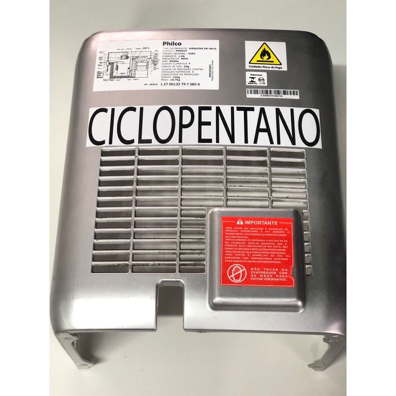 Gabinete Carcaça Traseiro Plástico Cinza Máquina de Gelo Philco PMG02T Original