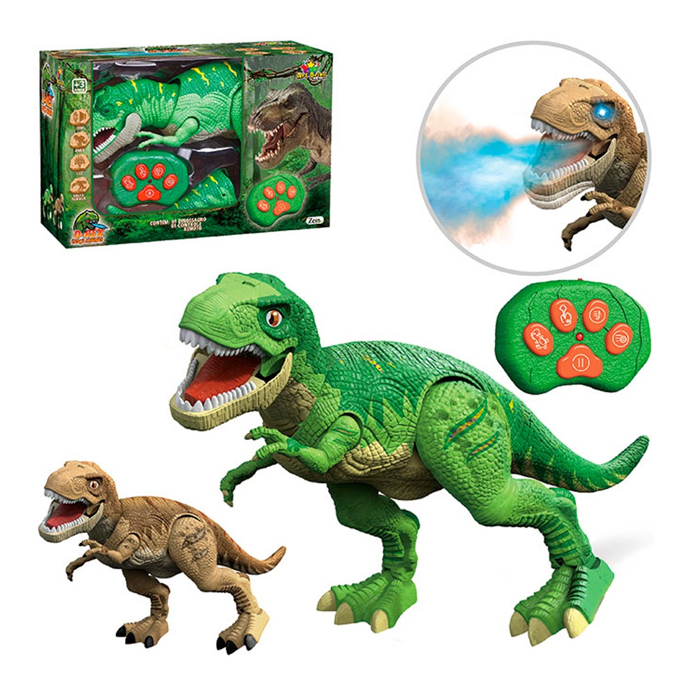 Dinossauro T-Rex Lança Chamas Multi Funções de Controle Remoto Sortido – Art Brink