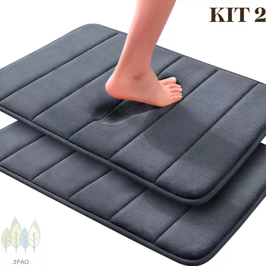 Kit 2 Tapete de Banheiro Antiderrapante Soft Macio Luxo 60x40