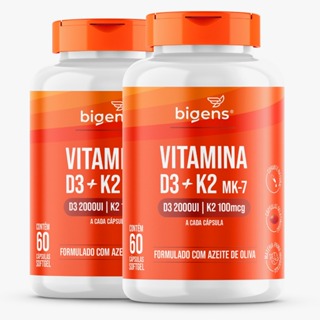 BIGENS KIT 2X VITAMINA D3 2000UI + K2 MK7 100MCG AZEITE OLIVA 60 CAPS BIOGENS em Oferta na Shopee