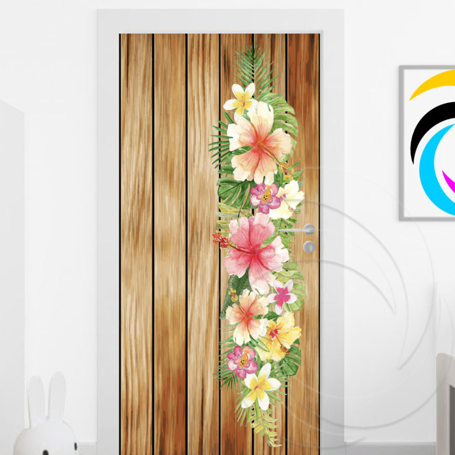 Adesivo De Porta De Madeira ou Vidro Decoração Revestimento - Tropical 01852
