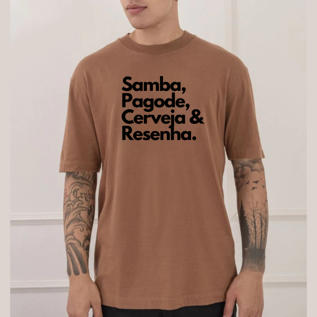 Camiseta Masculina Frases Samba pagode Cerveja 100%algodao Varias Cores em Oferta na Shopee