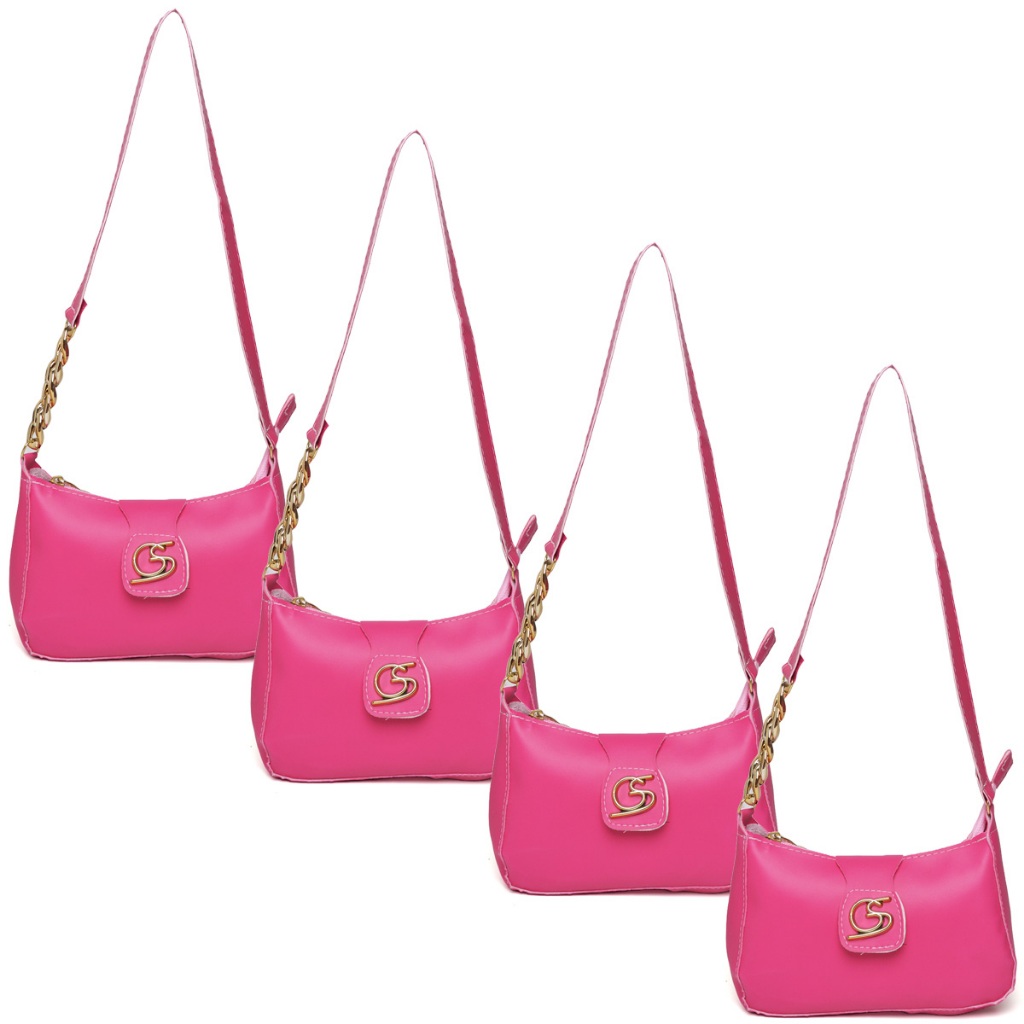 Bolsa Tiracolo Feminina Kit 4 Meia Lua, Elegante, Dia a Dia, Festa, Alça Corrente, Gaby Show, Chique