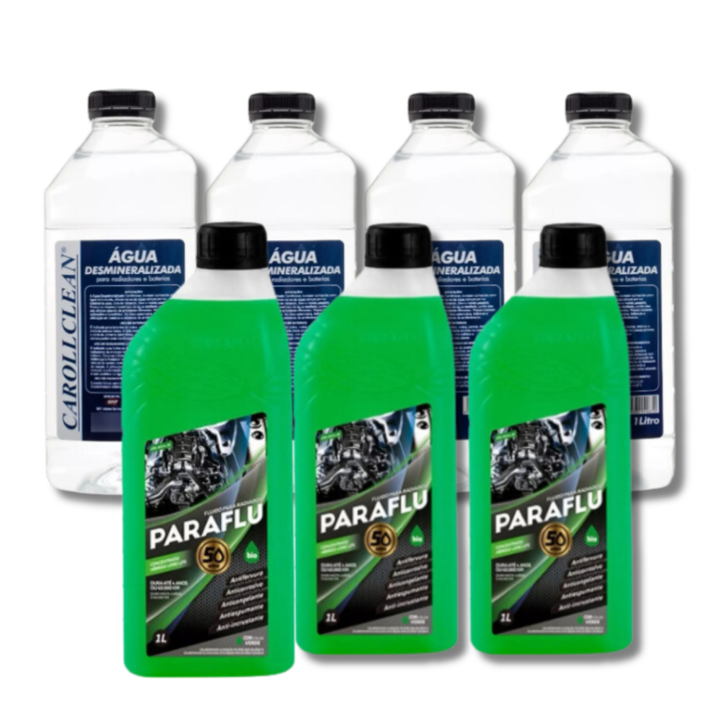 Kit 3 paraflu concentrado verde mais 4 águas desmineralizada