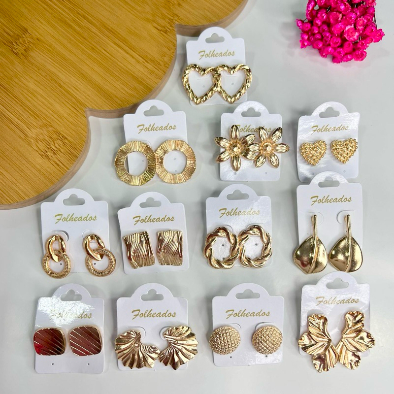 Kit 6 Pares De Brincos Folheado a Ouro e Prata Bijuteria Feminina Tendência da Moda Elegan...