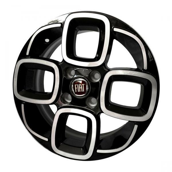 Kit 4 Rodas Aro 14 4x98 Fiat Uno Sporting 2015 Preta Diamantada Krmai R60