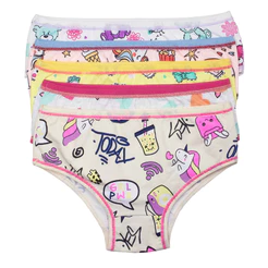 Kit 5 Calcinha Infantil Juvenil Estampada Menina Microfibra Poliamida Empório Da Roupa