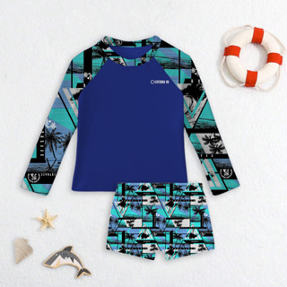 Conjunto Sunga Infantil Forro Duplo + Camisa Proteção UV Estampada Verão 6 aos 14 anos