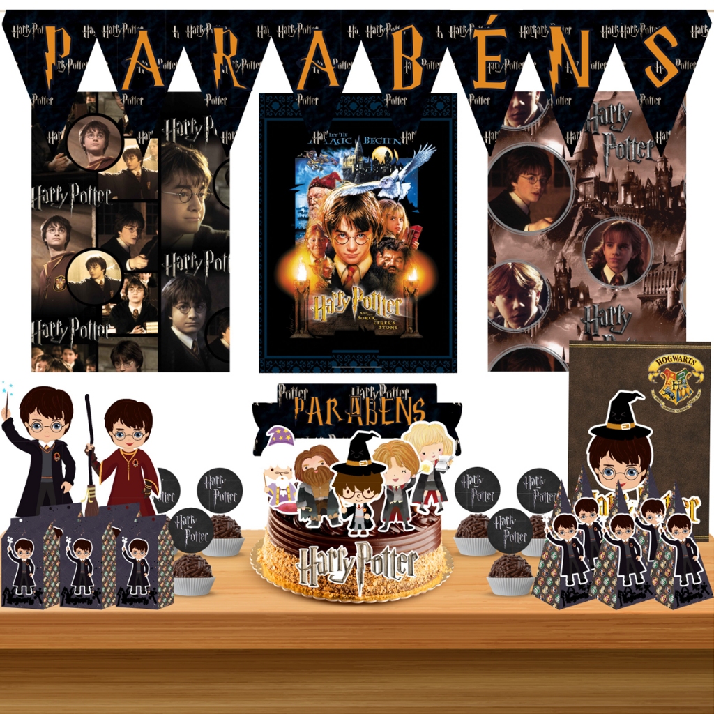 Kit Decoração Festa Harry Potter Mod1 Completa Monta Fácil 50 Itens