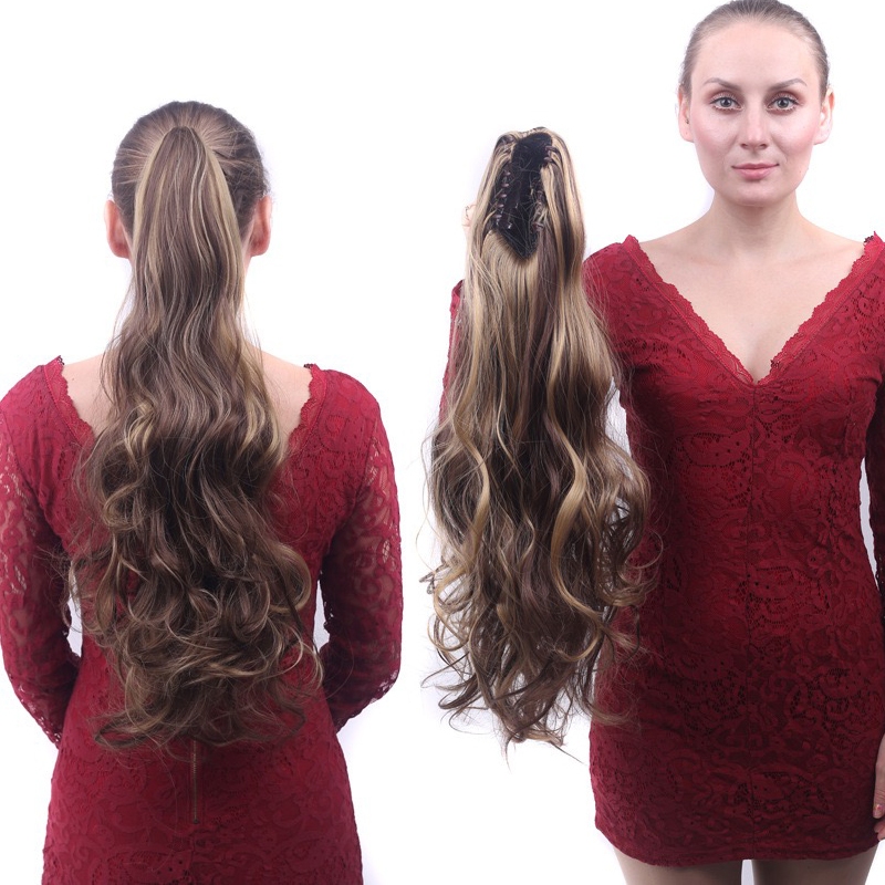 Aplique Cabelo Orgânico Rabo de Cavalo 55cm Liso Ondulado fio sem brilho com Piranha