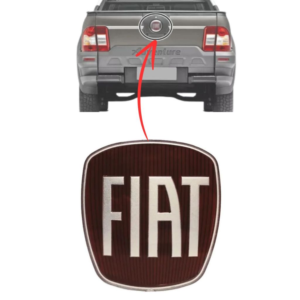Emblema Traseiro Logo Fechadura - FIAT STRADA 2009 a 2019 - acrilico - Vermelho ou Preto em Oferta na Shopee