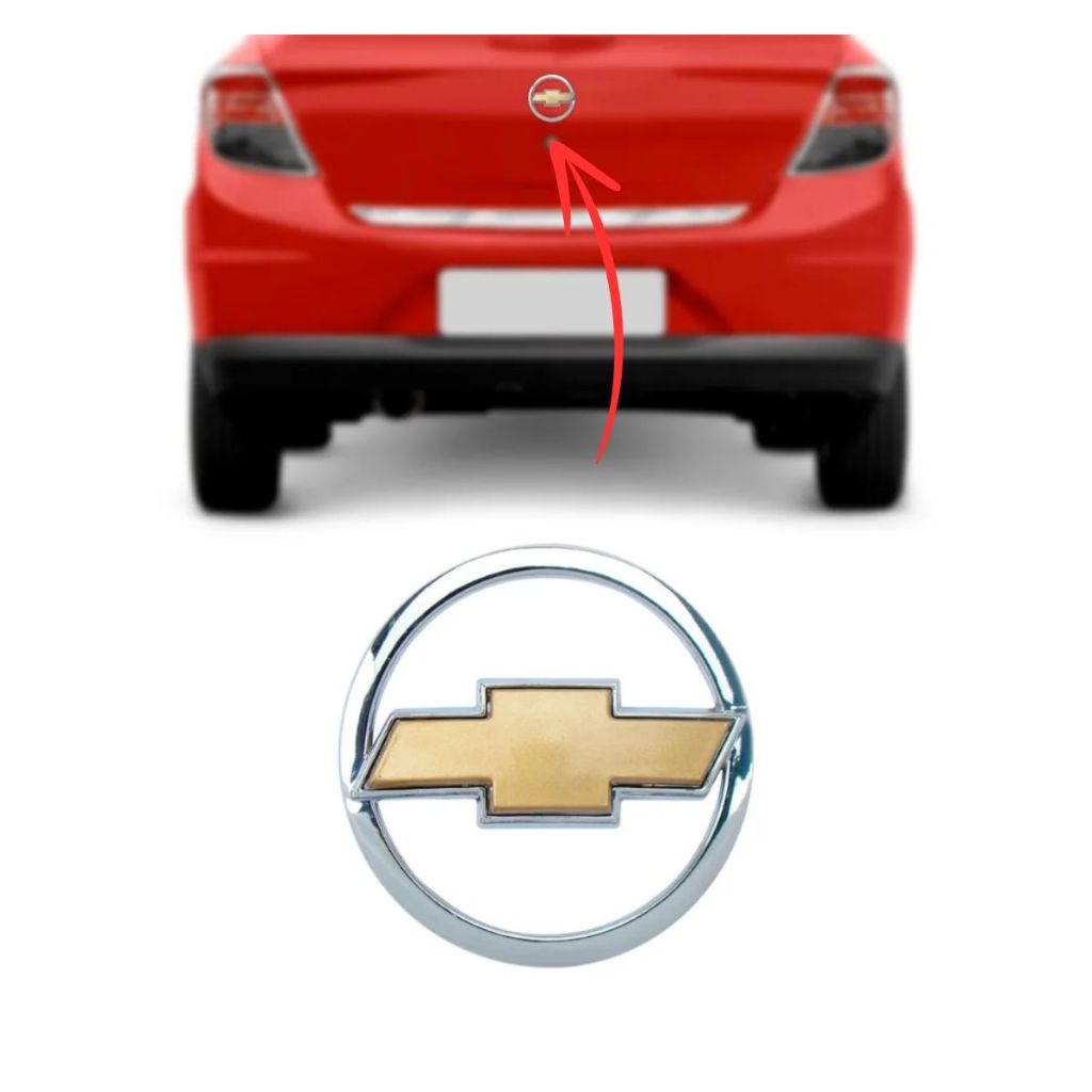 Emblema para Porta Malas Chevrolet Com Aro Prisma 2006 a 2013 Celta 2006 a 2015